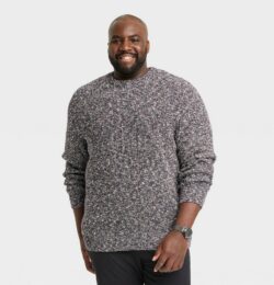Men's Big & Tall Ribbed Hem Crewneck Pullover Sweater - Goodfellow & Co™ Black MT