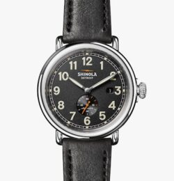 Men's Watch | The Runwell Automatic Sub-second 45mm | Black Dial + Black Leather Strap