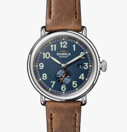 Men's Watch | The Runwell Automatic Subsecond 45mm | Blue Dial + Tan Strap