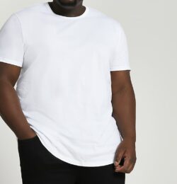 River Island Mens Big & Tall White Curved Hem Slim Fit T-Shirt