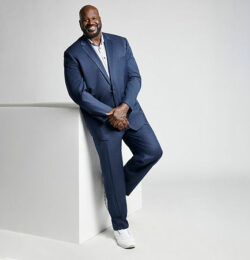 Shaquille O'Neal G Big and Tall Blue Solid Fit Stretch Suit Jacket, 54 Big Long, Blue