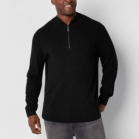 Shaquille O'Neal G Big and Tall Mens Mock Neck Long Sleeve Pullover Sweater, -large, Black