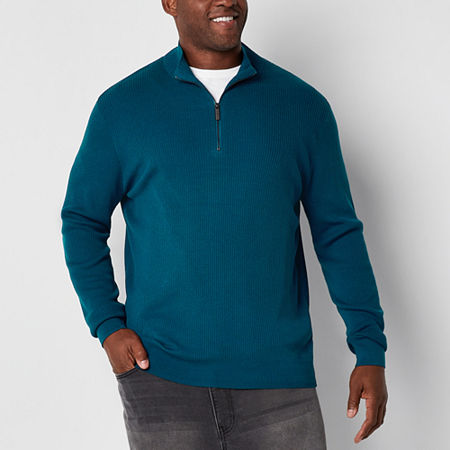 Shaquille O'Neal G Big and Tall Mens Mock Neck Long Sleeve Pullover Sweater, -large Tall, Blue