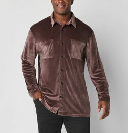Shaquille O'Neal G Big and Tall Mens Regular Fit Long Sleeve Button-Down Shirt, -large, Brown