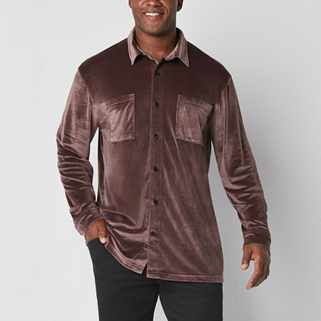 Shaquille O'Neal G Big and Tall Mens Regular Fit Long Sleeve Button-Down Shirt, -large, Brown