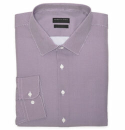 Shaquille O'Neal G Big and Tall Patterned Mens Regular Fit Stretch Fabric Wrinkle Free Long Sleeve Dress Shirt, 20 34-35, Purple