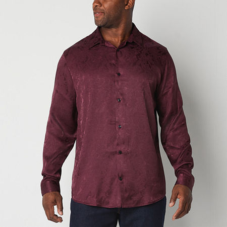 Shaquille O'Neal G Easycare Big and Tall Mens Regular Fit Long Sleeve Button-Down Shirt, Large Tall, Pink