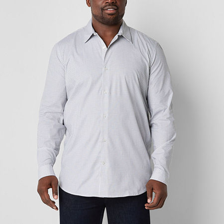 Shaquille O'Neal G Easycare Big and Tall Mens Regular Fit Long Sleeve Button-Down Shirt, -large Tall, White