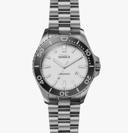 Shinola Men's Automatic Watch | White Dial + Titanium Bracelet | The Ice Monster Automatic 43mm