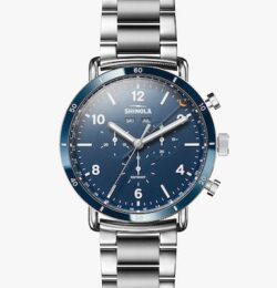 Shinola Men's Watch | Blue Dial + Stainless Steel Bracelet | The Canfield 45mm
