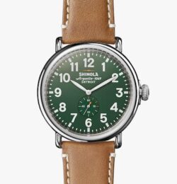 Shinola Men's Watch | Green Dial + Tan Leather Strap | The Runwell 47mm