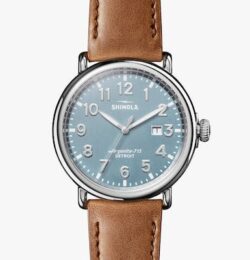 Shinola Men's Watch | Stone Blue Dial + Tan Leather Strap | The Runwell 47mm