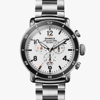 The White Hurricane 48mm Watch | White Dial + Titanium Bracelet