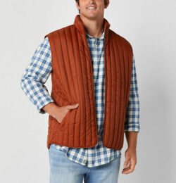mutual weave Big and Tall Quilted Utility Quilted Vest, Large Tall, Orange