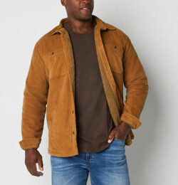 mutual weave Corduroy Shirt Jacket Mens Big and Tall Shirt Jacket, -large Tall, Brown