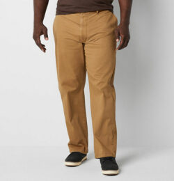 mutual weave Mens Big and Tall Relaxed Fit Flat Front Pant, 42 38, Beige