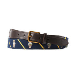 Big & Tall Polo Ralph Lauren Leather Ribbon-Trim Belt - Navy