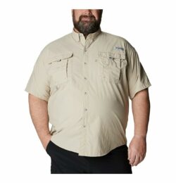 Columbia Big Tall Bahama II Short Sleeve Shirt (Fossil) Men's Short Sleeve Button Up