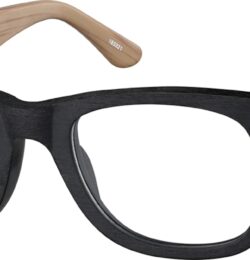 Zenni Artsy Square Prescription Glasses Black Woodgrain Plastic Full Rim Frame