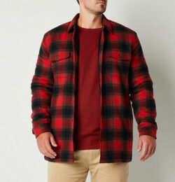 mutual weave Shirt Jacket Mens Big and Tall, -large Tall, Red
