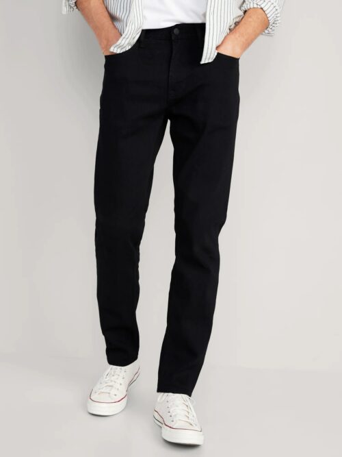 Relaxed Slim Taper Built-In Flex Black Jeans for Men