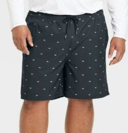 Men's Big & Tall 7" Boat Print Swim Shorts with Boxer Brief Liner - Goodfellow & Co™ Black 2