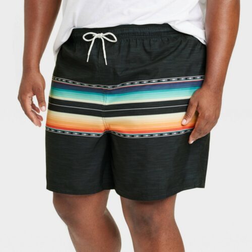 Men's Big & Tall 7" Ibiza Sunset Swim Shorts - Goodfellow & Co™ Black L