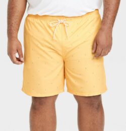 Men's Big & Tall 7" Palm Print Swim Shorts - Goodfellow & Co™ Yellow 2