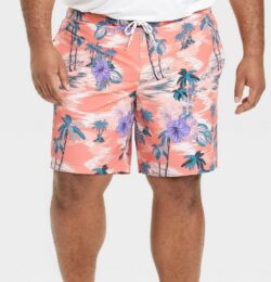 Men's Big & Tall 9" Floral Print Board Swim Shorts - Goodfellow & Co™ Pink 2