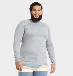Men's Big & Tall Slim Fit Long Sleeve Rash Guard Swim Shirt - Goodfellow & Co™ Gray LT