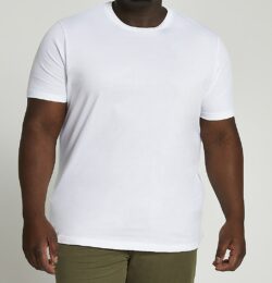 River Island Mens Big And Tall White Slim Fit White T-Shirt