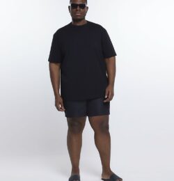 River Island Mens Big & Tall Black Regular Fit Swim Shorts