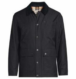 Blake Shelton x Lands' End Men's Big and Tall Flannel Lined Waxed Cotton Chore Jacket - Black