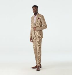Indochino Men's Custom Barnsley Basketweave Windowpane Brown Suit Wool/Linen