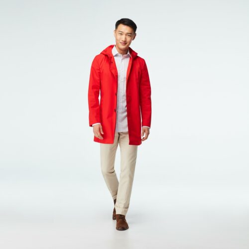 Indochino Men's Custom Hadlow Red Hooded Raincoat 100% Polyester