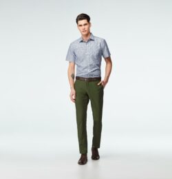 Indochino Men's Custom Halton Olive Chino Green Pants 100% Cotton