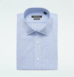 Indochino Men's Custom Harlow Microcheck Blue Shirt 100% Cotton