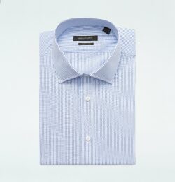 Indochino Men's Custom Harrow Stripe Blue Shirt 100% Cotton