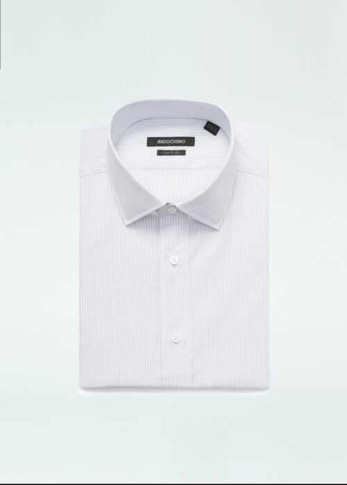 Indochino Men's Custom Harrow Stripe Gray Shirt 100% Cotton