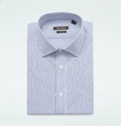 Indochino Men's Custom Harrow Stripe Navy Blue Shirt 100% Cotton