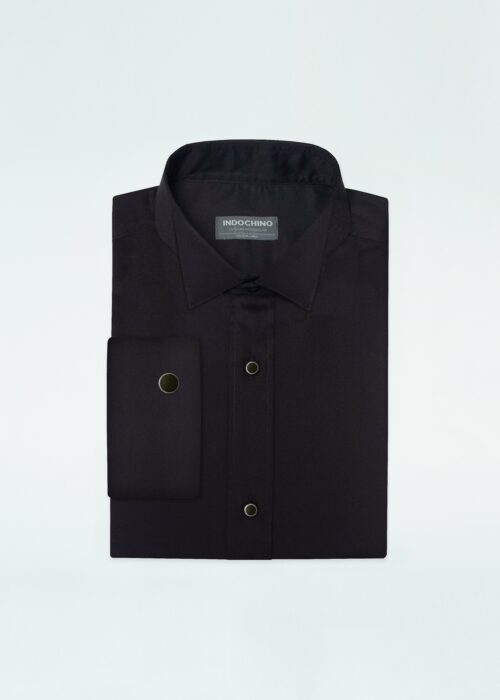 Indochino Men's Custom Helston Plain-Front Tuxedo Black White Shirt 100% Cotton