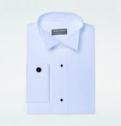 Indochino Men's Custom Helston Plain-Front Tuxedo Light Blue Shirt 100% Cotton