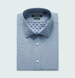 Indochino Men's Custom Hyde Dobby Blue Shirt 100% Cotton