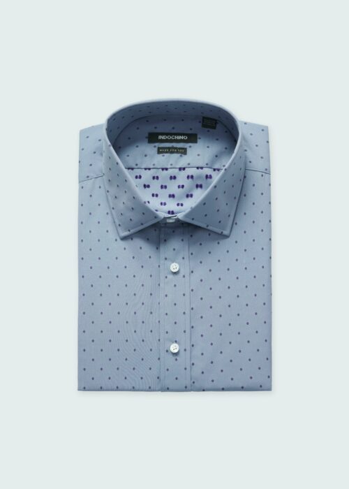 Indochino Men's Custom Hyde Dobby Blue Shirt 100% Cotton