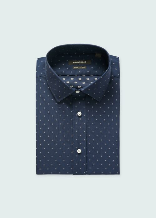 Indochino Men's Custom Hyde Dobby Navy Shirt 100% Cotton