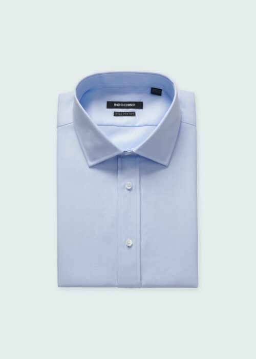 Indochino Men's Custom Hyde Herringbone Blue Shirt 100% Cotton
