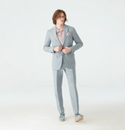 Indochino Men's Custom Kelly Wool Silk Dove Gray Suit Wool/Linen/Silk