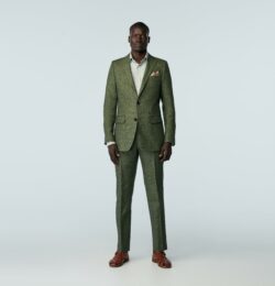 Indochino Men's Custom Madesimo Linen Olive Green Suit