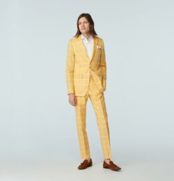 Indochino Men's Custom Madesimo Linen Windowpane Yellow Suit