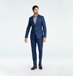 Indochino Men's Custom Prescot Herringbone Blue Blazer Wool/Silk